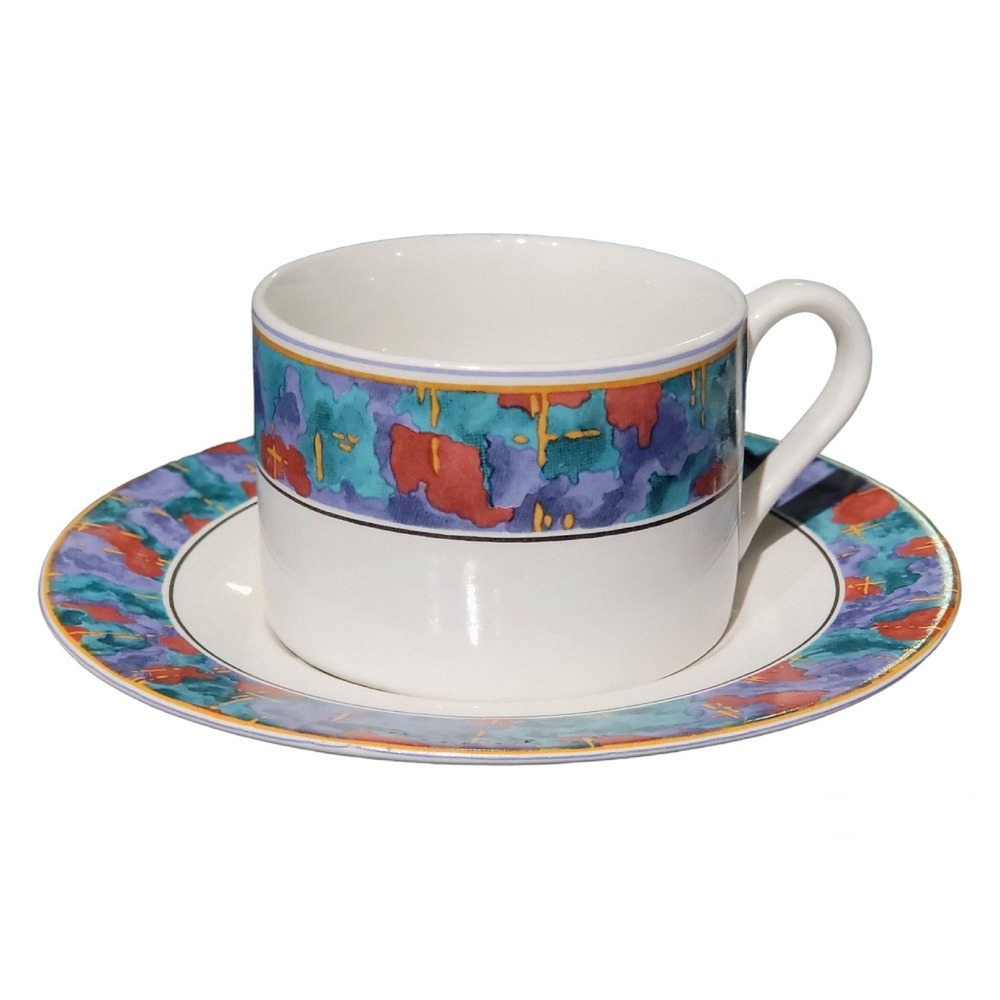 Flat Cup, & Saucer, Spring Jewel Collection, by Sango, Mug, and Plate Set - Picture 1 of 9